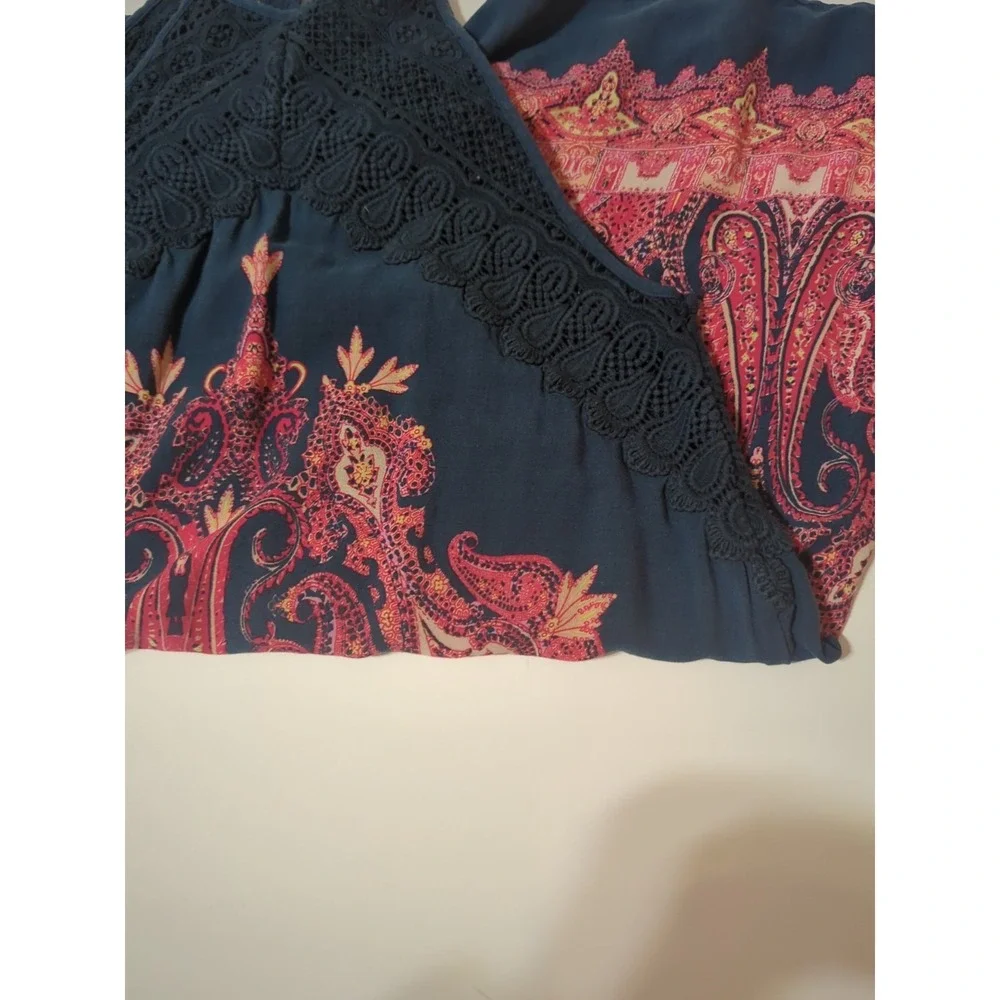 Intimately Free People Halter Crochet Tank Top Paisley Womens S Boho Hippie